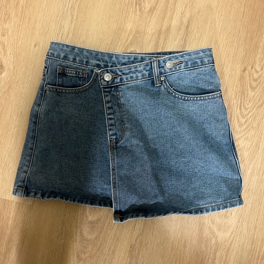 Musinsa Standard Blue Asymmetrical Denim Skirt